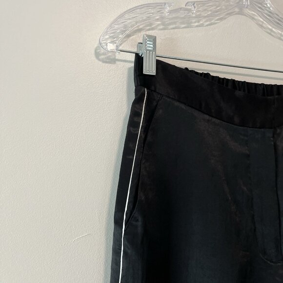Babaton Aritzia Black Satin Tuxedo Stripe Wide Leg Pants Size 4 - Picture 4 of 10